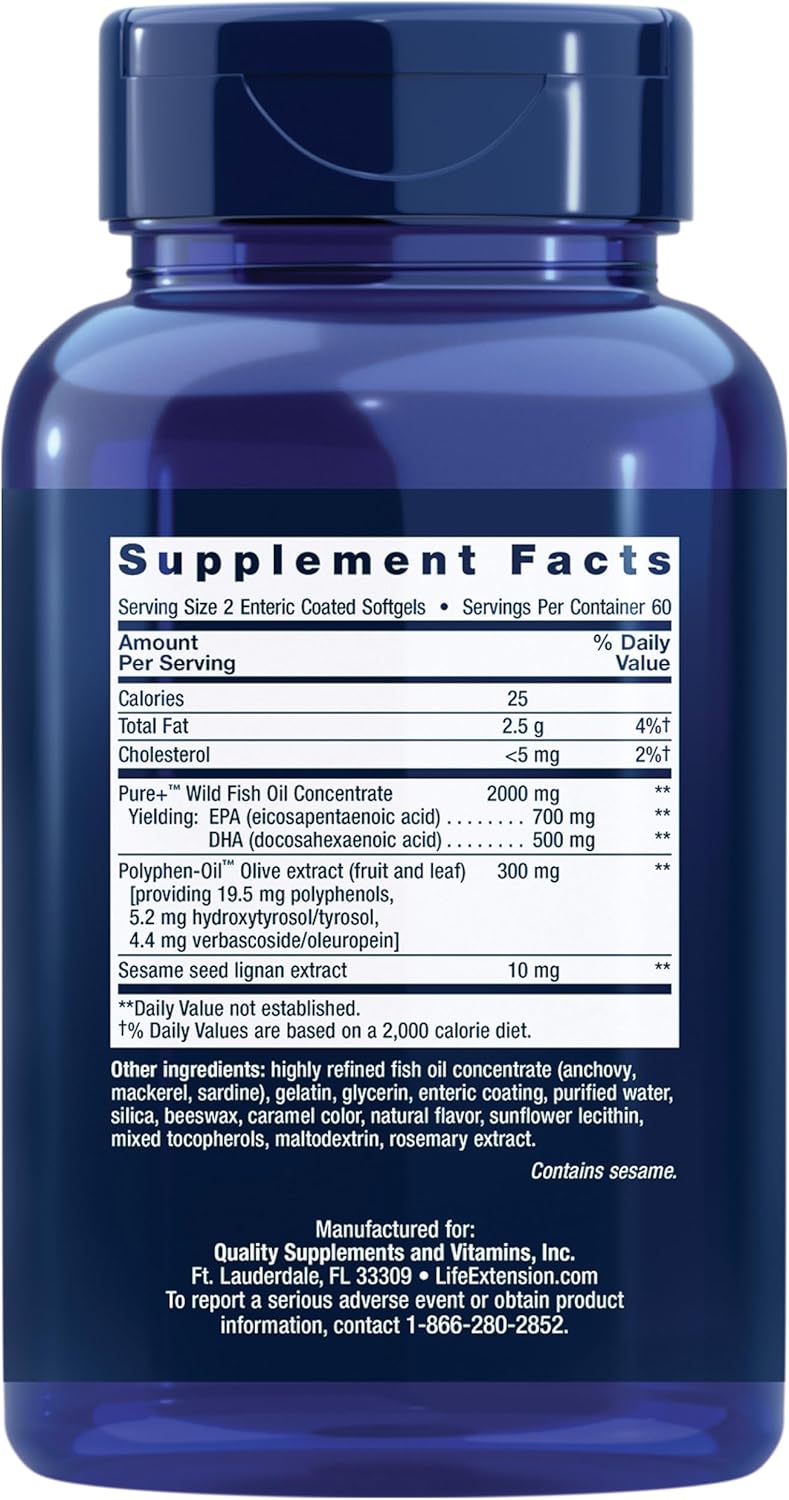 Super Omega-3 EPA/DHA Fish Oil, Sesame Lignans & Olive Extract DIETARY SUPPLEMENT