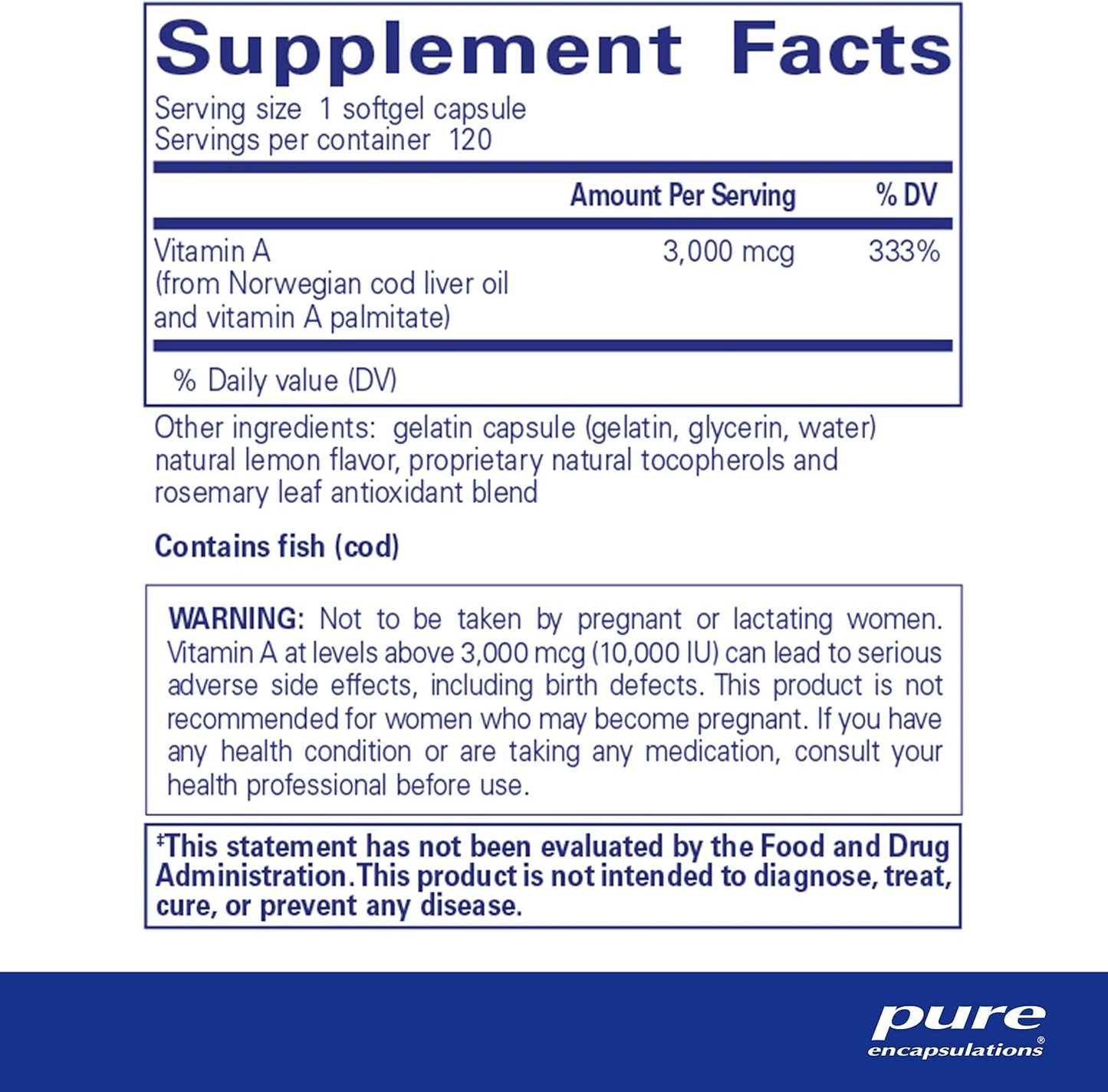 Vitamin A 3,000 mcg (10,000 IU) Dietary Supplement