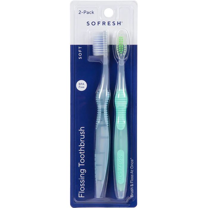 Adult Flossing Toothbrush 2-Pack Soft