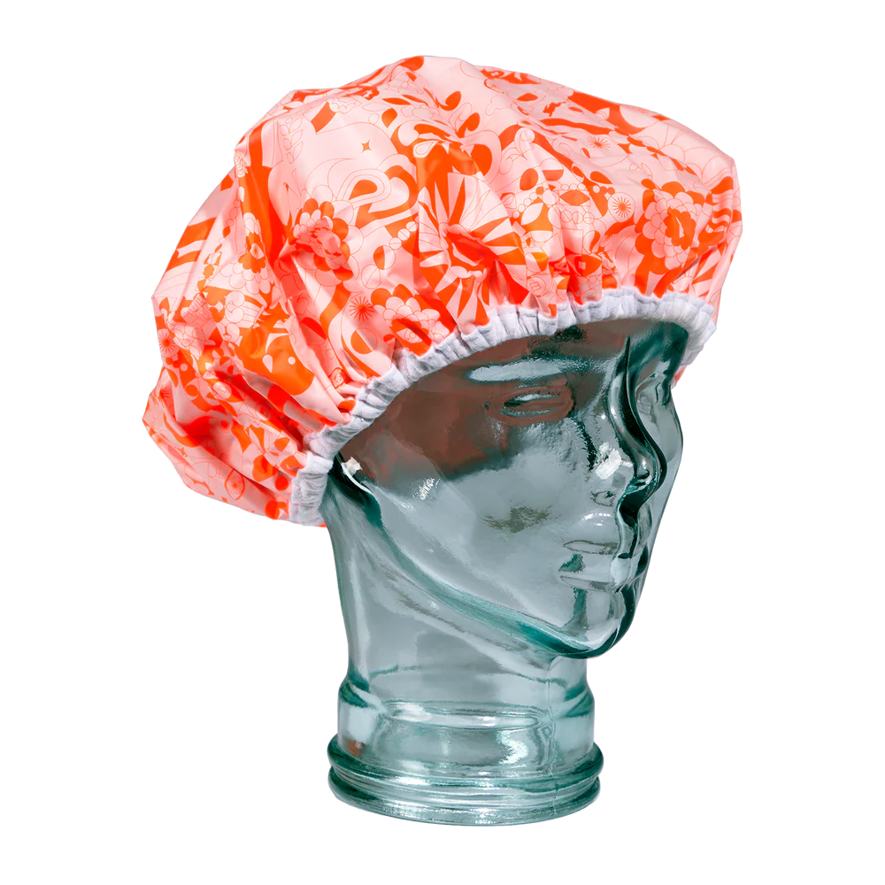 Shower Cap Pink Signature Print