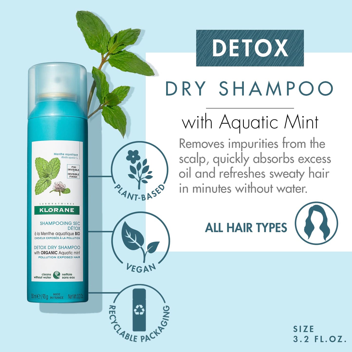 PURIFYING DRY SHAMPOO with Aquatic Mint 150ml