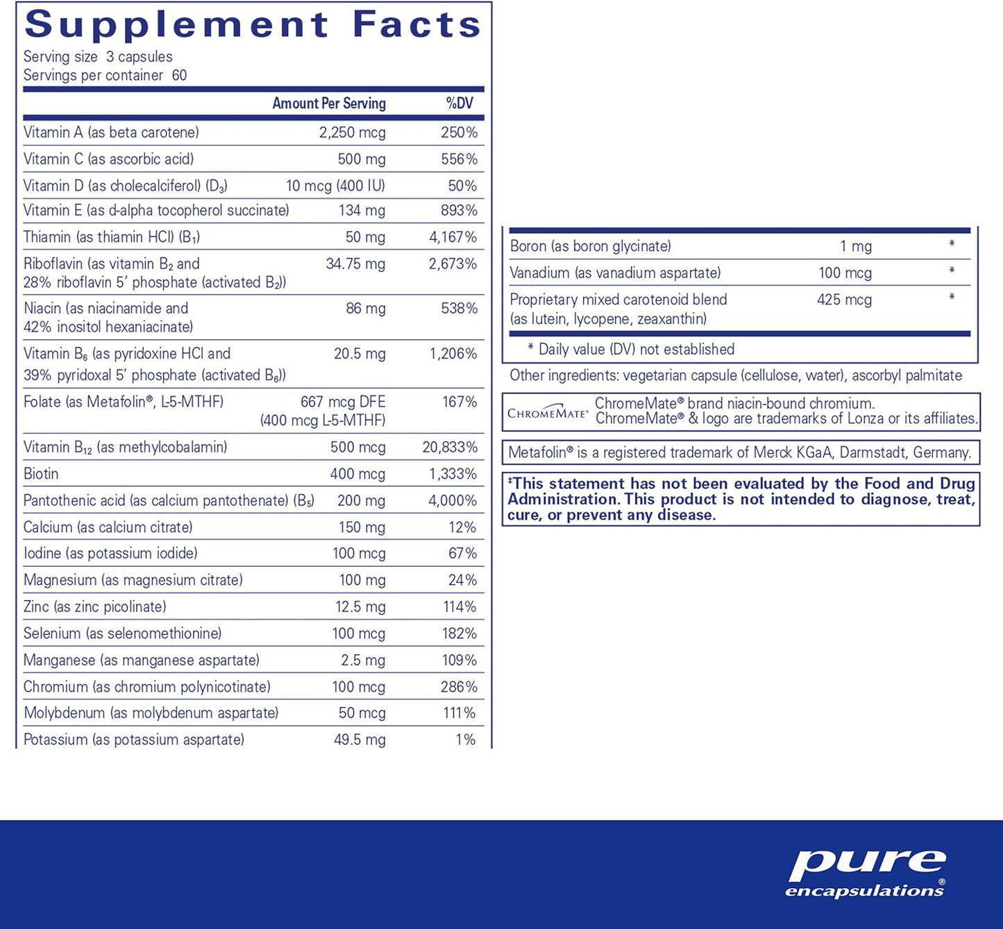 Nutrient 950 without copper and iron Dietary Supplement
