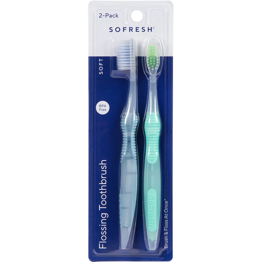 Adult Flossing Toothbrush 2-Pack Soft