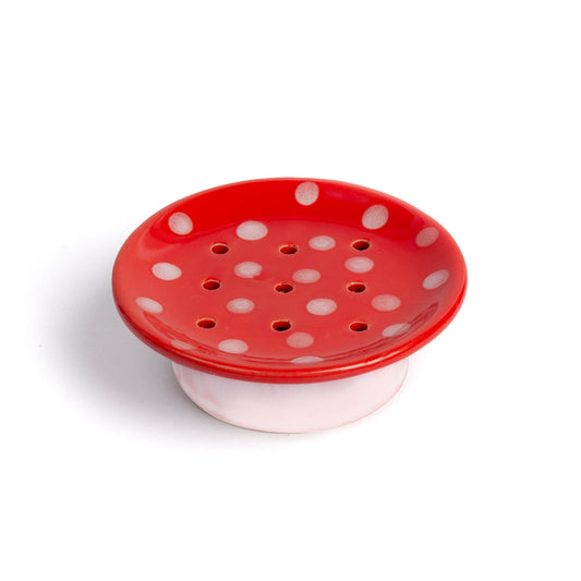 Red Mushroom Ceramic Soap Dish