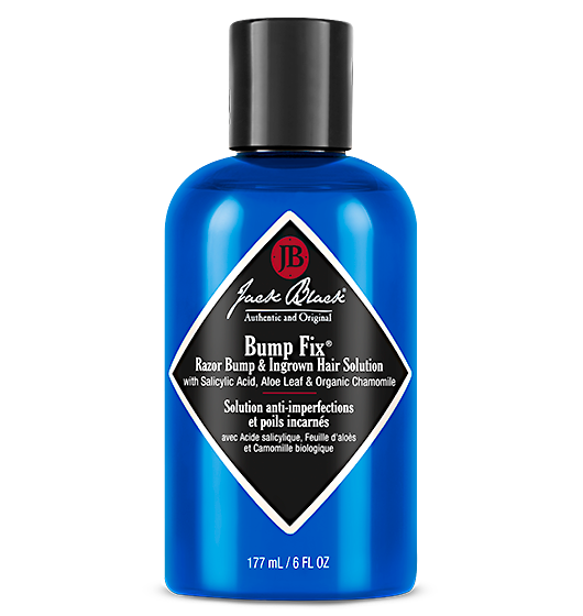 Description Of Jack Black Bump Fix® Razor Bump & Ingrown Hair Solution:   This powerful salicylic and lactic acid solution helps reduce the appearance of razor bumps and ingrown hairs while hydrating and soothing ingredients counteract dryness and irritation. This combination of 2% Salicylic Acid and Lactic Acid exfoliates dead skin cells, exposing the skin-trapped facial hairs that can cause razor bumps.