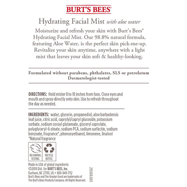 Burt's Bees Hydrating Facial Mist | New London Pharmacy