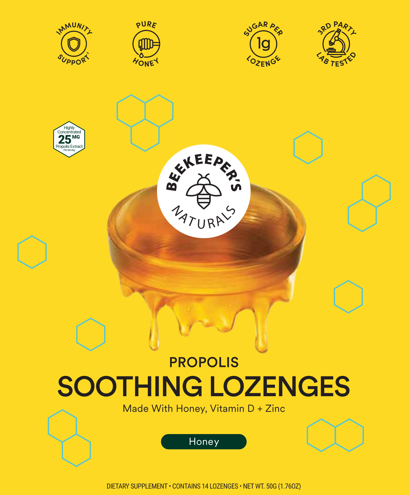 Propolis Soothing Lozenges Honey 14 ct