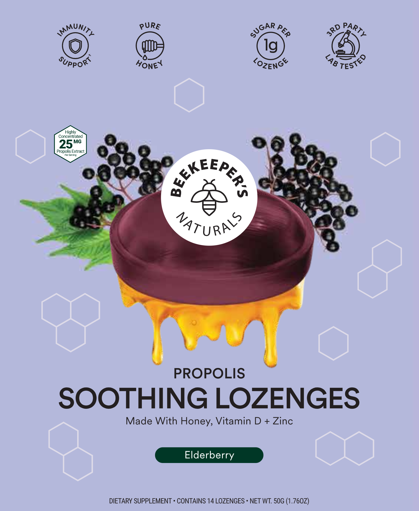 Propolis Soothing Lozenges Elderbe 14 ct