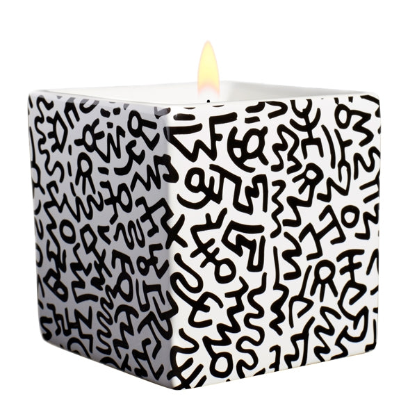 Keith Haring Black Pattern Square Candle