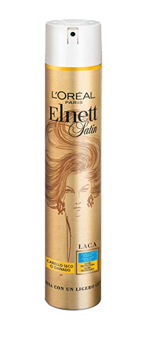 L'Oréal Elnett Satin Dry or Damaged Hair Extra Strength 400ml   About the product  French hairspray From L’Oreal Paris Stars and professionals have used this hairspray for over 40 years. Developed by L'Oreal Laboratories, this hairspray ensures long-lasting hold without feeling stiff.